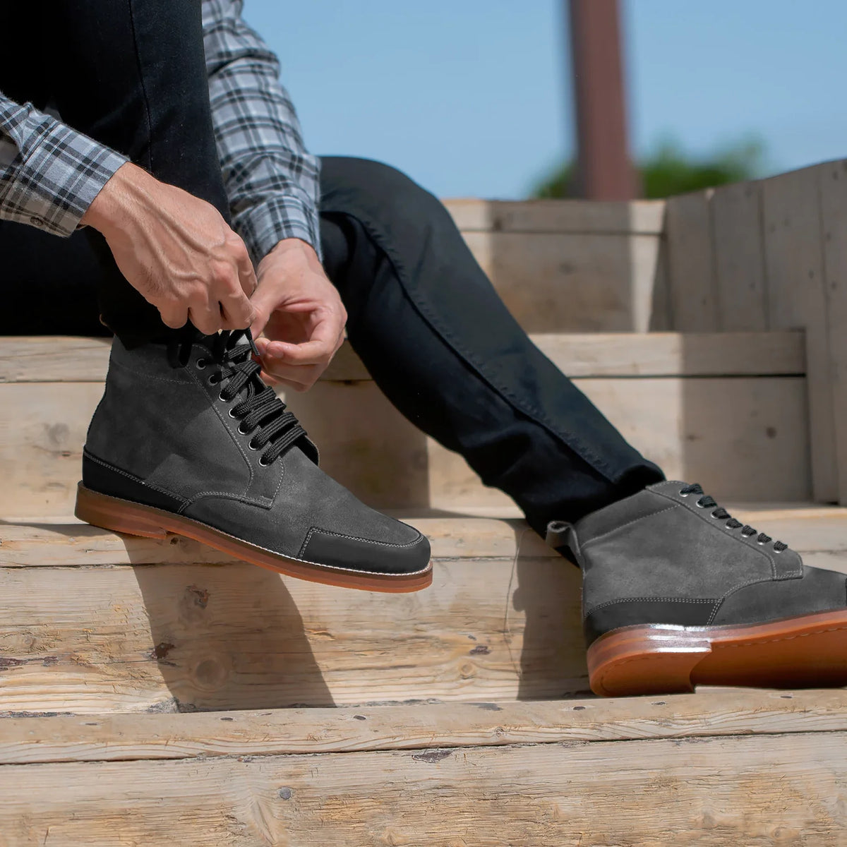 High-Traction Rubber Outsole & Lug Tread Pattern on Carnell Leren laarzen voor Heren