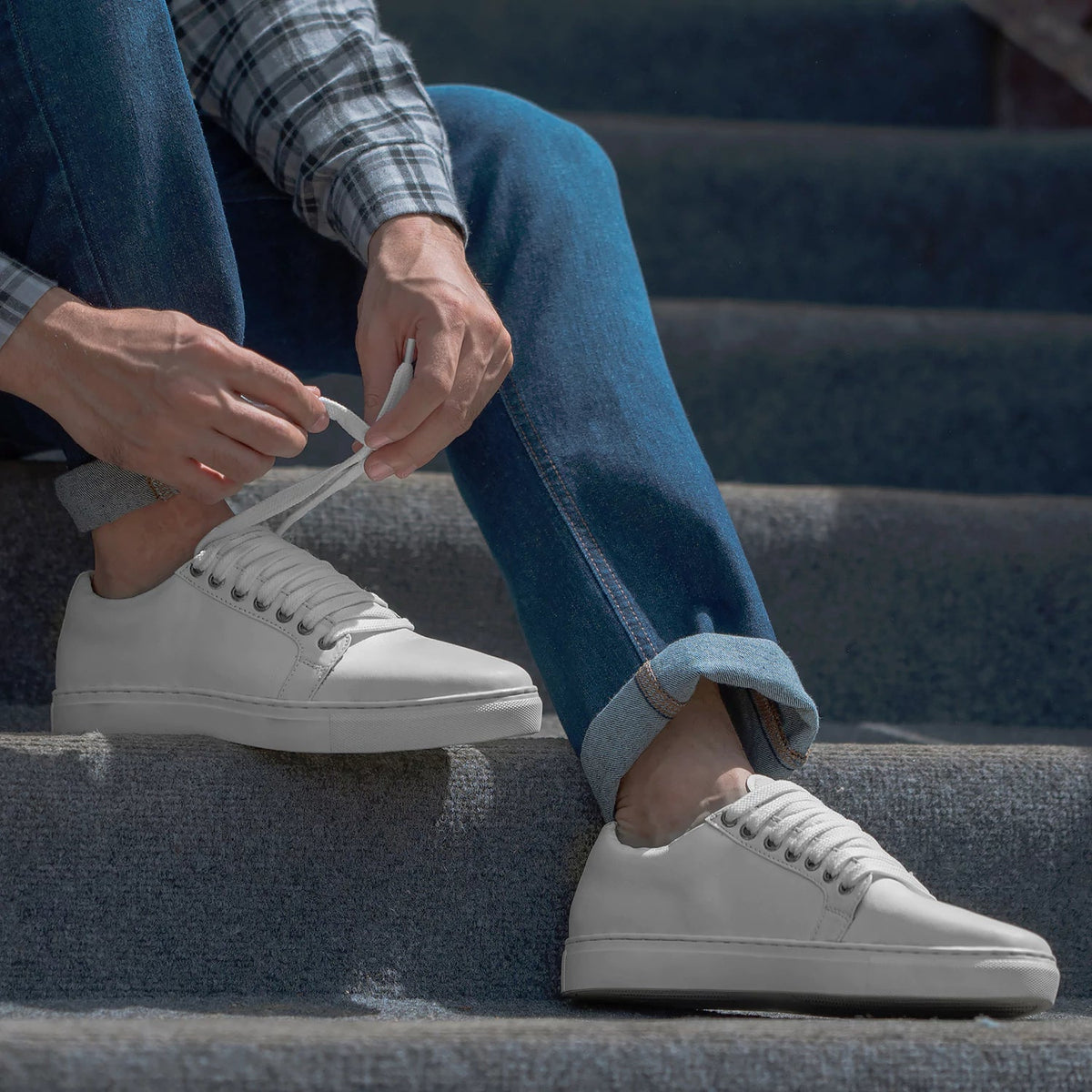 High-Traction Rubber Outsole & Lug Tread Pattern on Murphy Low Top White Leren sneakers voor Heren
