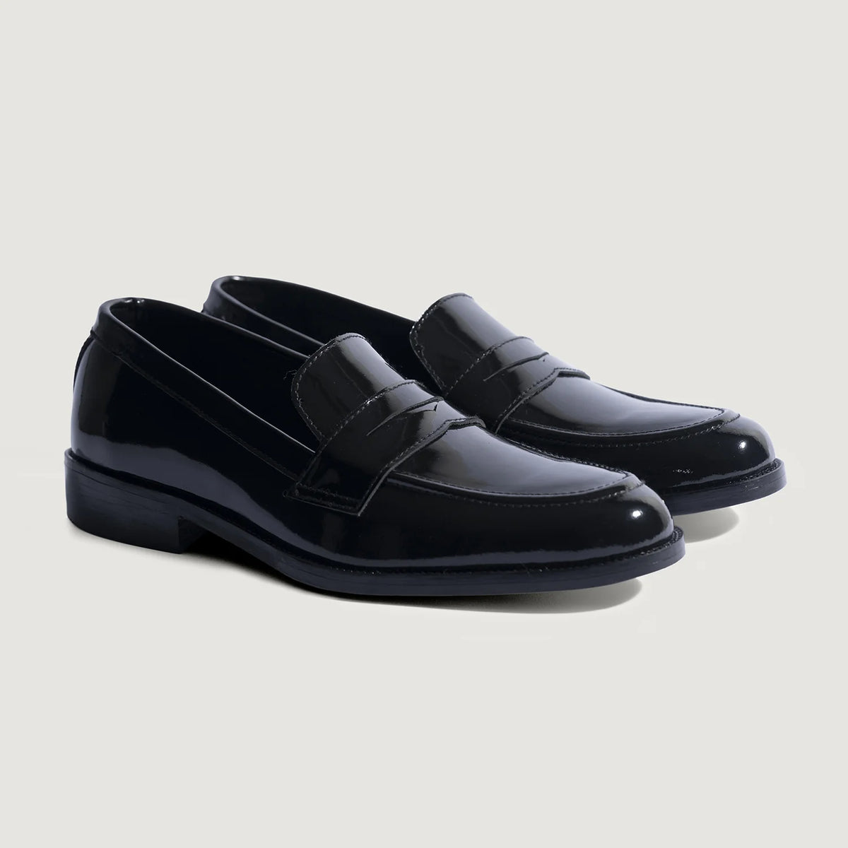 Baxton Zwart Patent Leren loafers voor Heren For Men in Patent Black Full-Grain Leather - Zijaanzicht | Online kopen