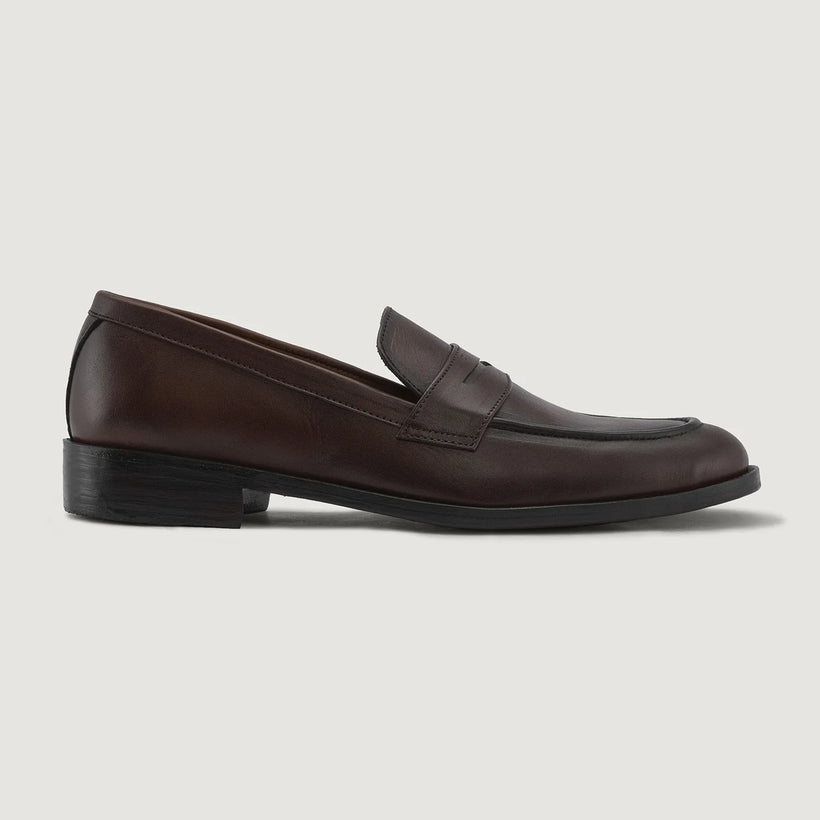 Baxton Burnished Bruin Leather Loafers voor Heren