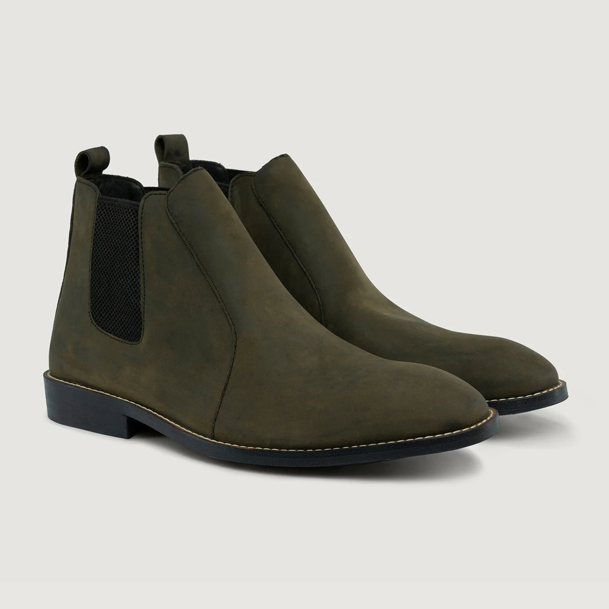Clarkson Chelsea Olive Pullup Leren laarzen - StudGuard voor Heren in Olive Full-Grain Leather - Zijaanzicht | Online kopen