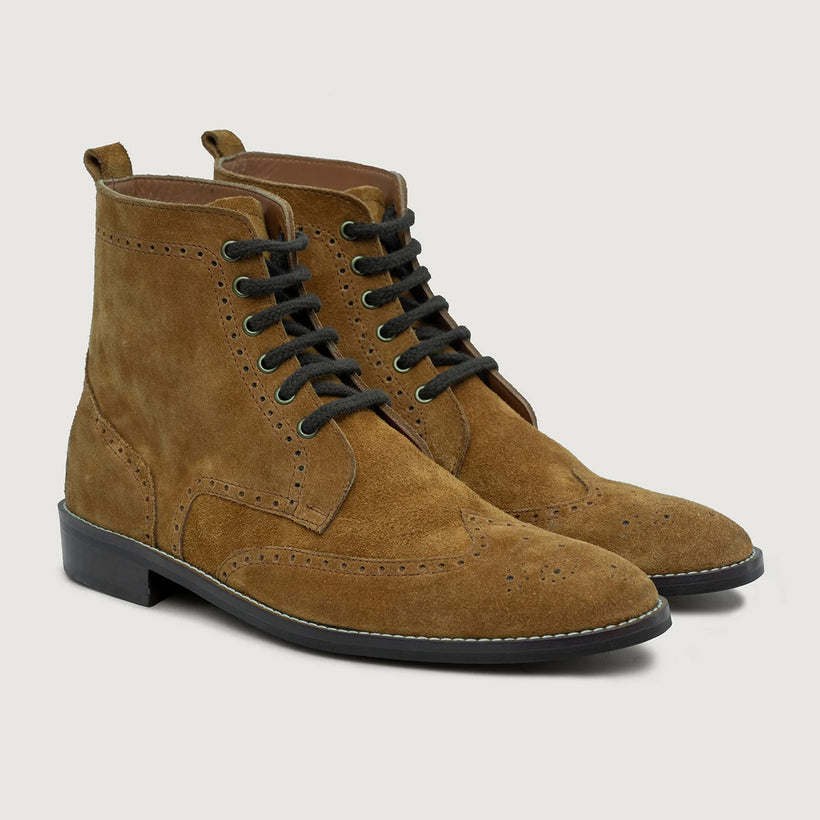 Duster Brogues Derby Bruin Suede Leather Boots - StudGuard voor Heren