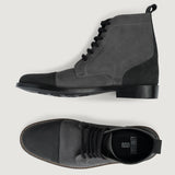 Knight Derby Grey & Black Leather Boots - StudGuard - Reinforced Heel Counter & Precision Double-Row Stitching Detail