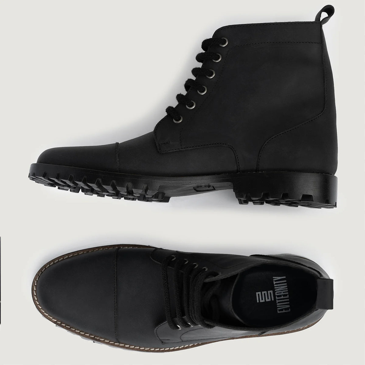 Knight Derby Matte Black Pullup Leather Boots TerraGrip For Men - Versterkte hielkap & precisie dubbele stiksels