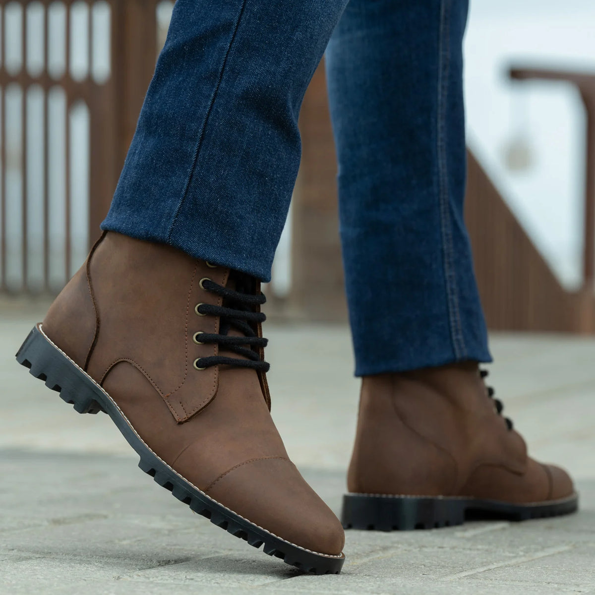 Orlaven Knight Derby Waxed Bruin Pullup Leren laarzen - TerraGrip voor Heren footwear image 9