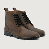 Knight Derby Waxed Brown Pullup Leather Boots TerraGrip For Men in Waxed Brown Full-Grain Leather - Lateral Side Profile View | Buy Online