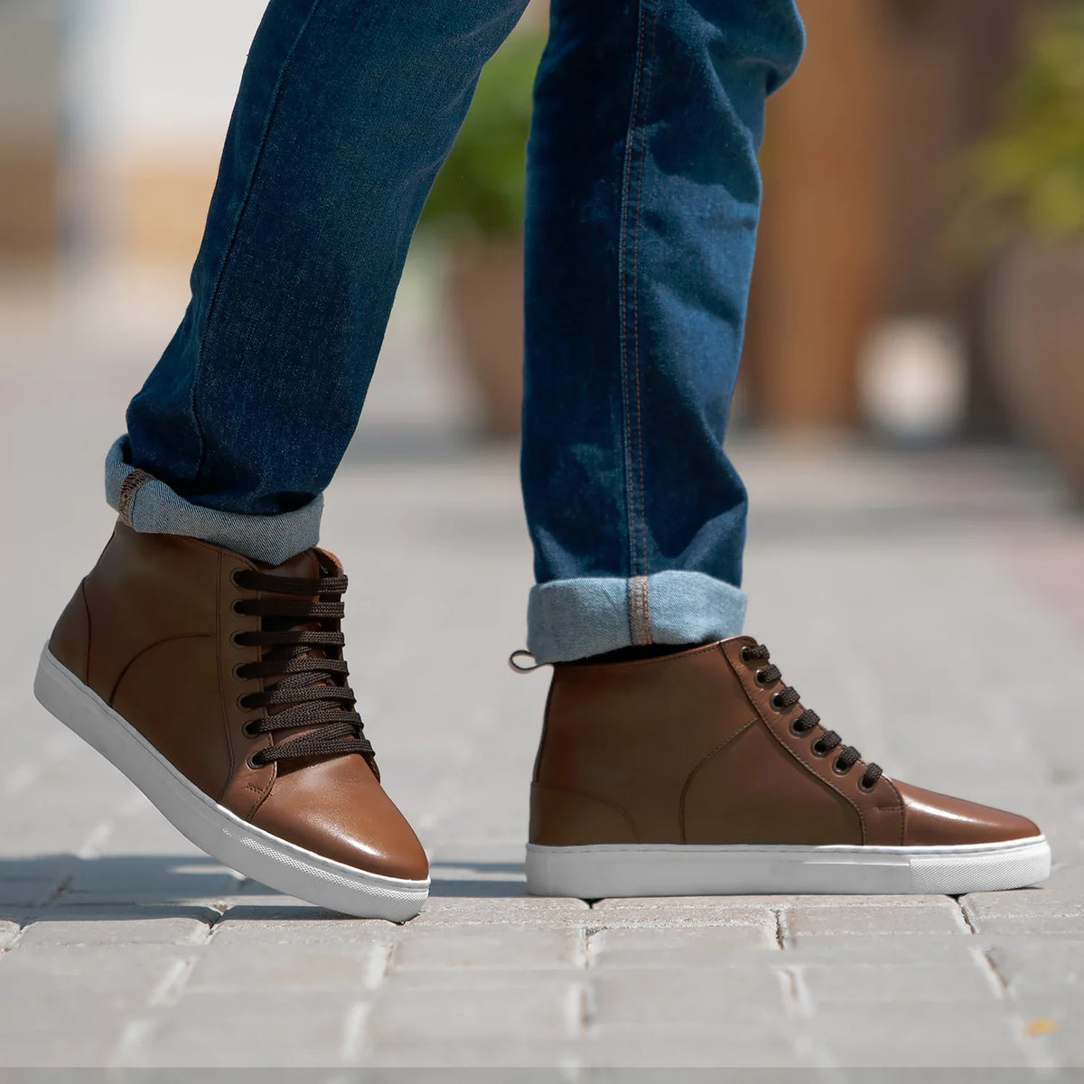 Orlaven Marty High Top Lichtbruin Leren sneakers voor Heren footwear image 9