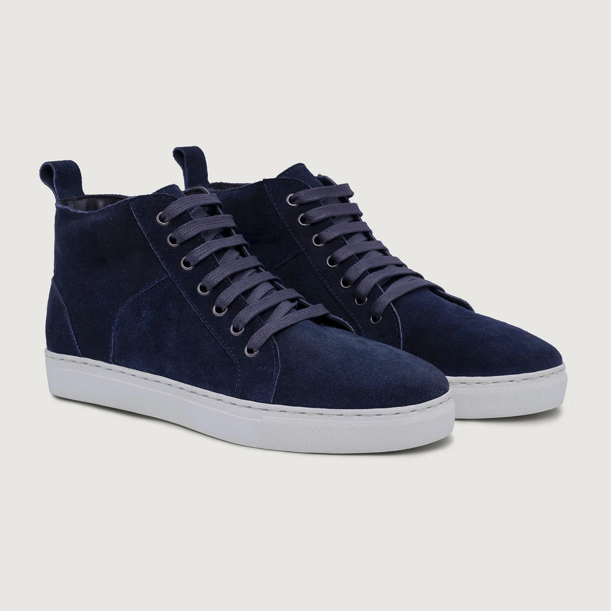 Marty High Top Blauw Suede Leren sneakers voor Heren For Men in Blue Goatskin Suede - Zijaanzicht | Online kopen