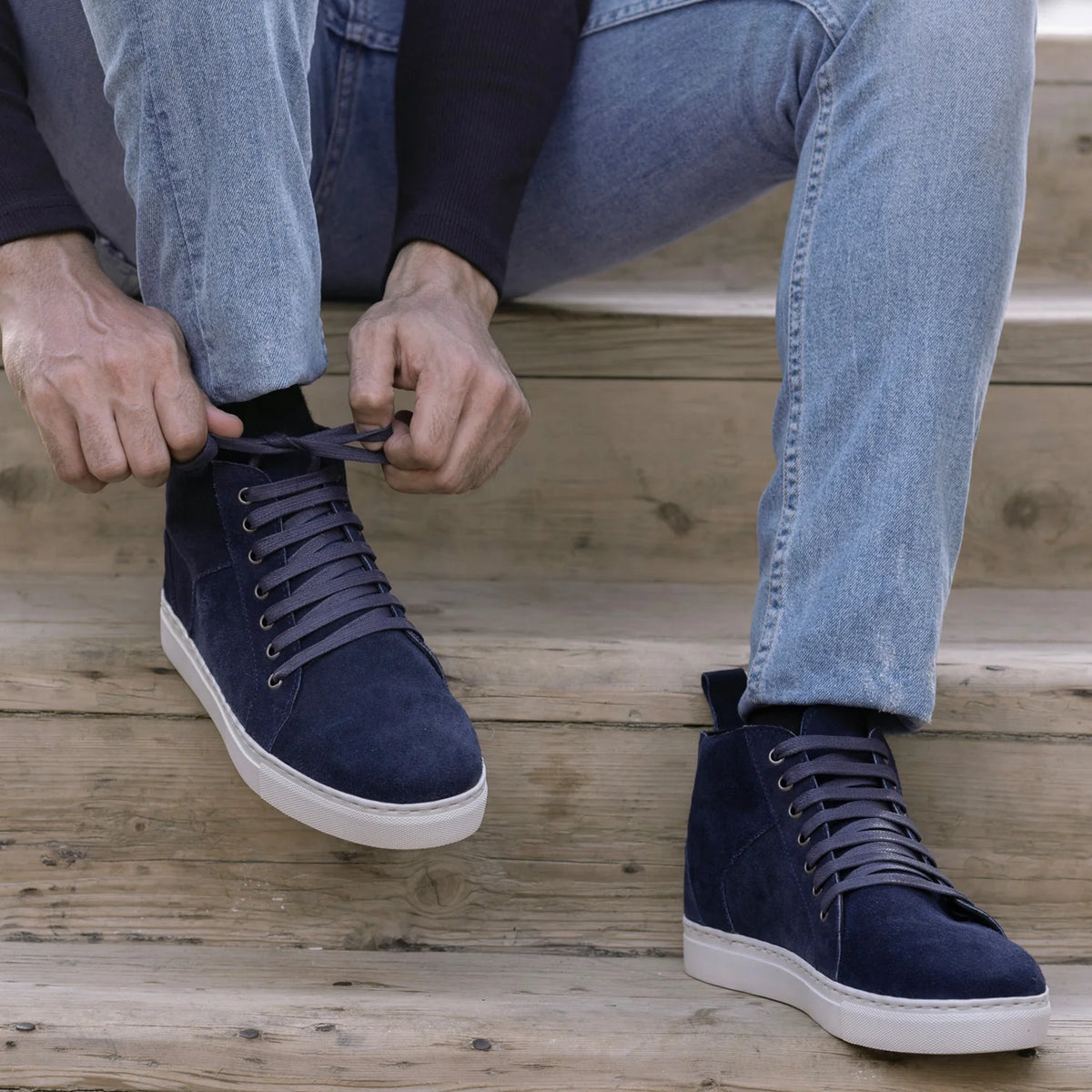 Orlaven Marty High Top Blauw Suede Leren sneakers voor Heren footwear image 10