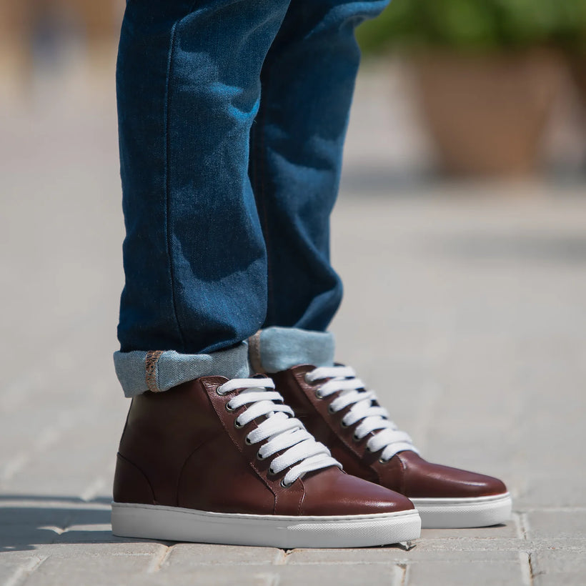 Marty High Top Kastanjebruin Leren sneakers voor Heren