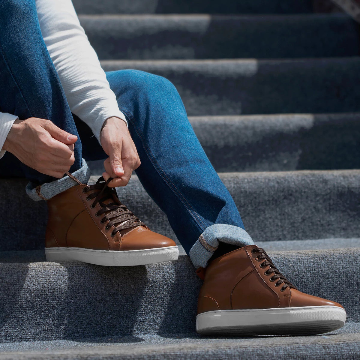 Orlaven Marty High Top Lichtbruin Leren sneakers voor Heren footwear image 10