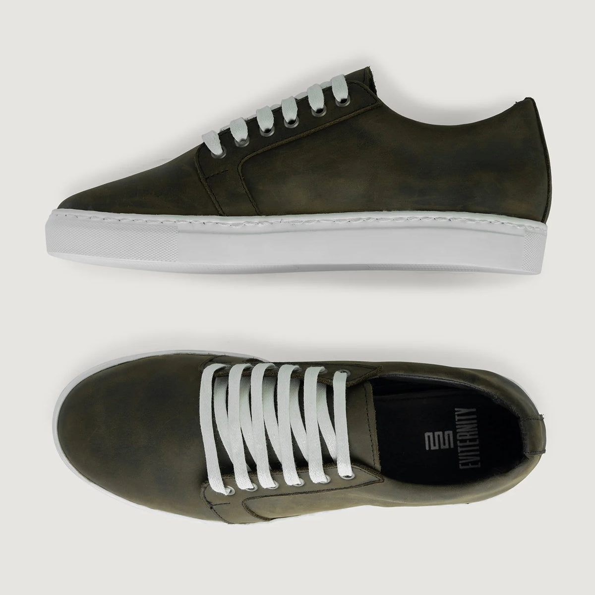 High-Traction Rubber Outsole & Lug Tread Pattern on Murphy Low Top Olive Pullup Leren sneakers voor Heren For Men