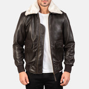 
Airin G-1 Bruin Leren Bomberjack voor Heren in Brown Sheepskin Leather - Vooraanzicht & getailleerd silhouet | Online kopen