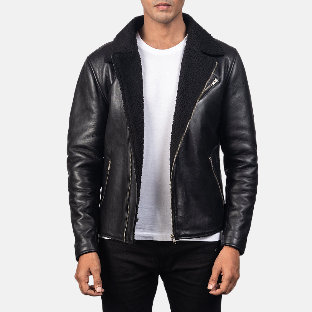 
Alberto Shearling Zwart Leren Jas voor Heren in Black Sheepskin Leather - Vooraanzicht & getailleerd silhouet | Online kopen