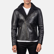 
Alberto Shearling Zwart Leren Jas voor Heren - Zijaanzicht met ergonomische mouwsnede