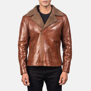 Men's Alberto Shearling Bruin Leren Jas voor Heren - Lateral Side Profile View Showing Sleeve Cut &amp; Athletic Taper Fit