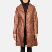 
Alexis Bruin Single Breasted Leren Jas voor Dames in Brown Cowhide Leather - Vooraanzicht & getailleerd silhouet | Online kopen