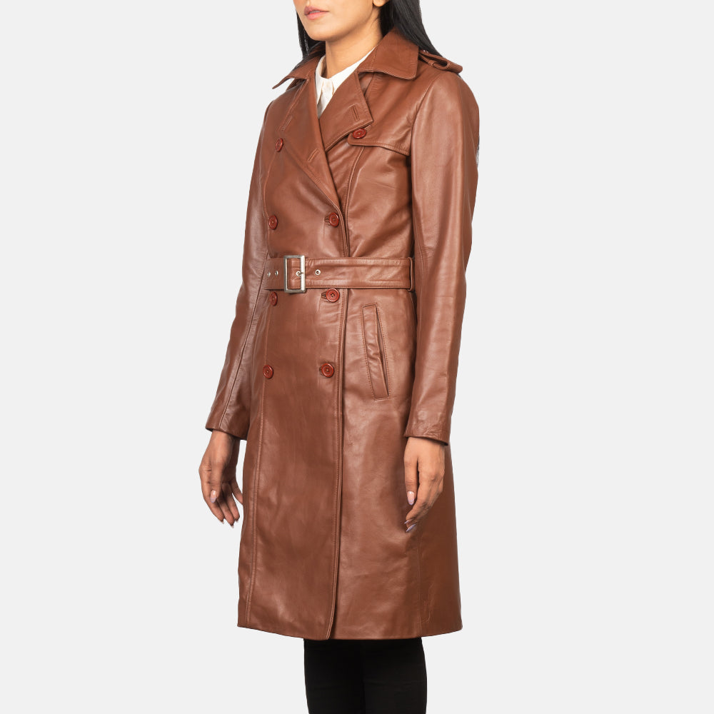 
Black Cowhide leather Coat - Achteraanzicht met getailleerde schouders & strakke zoom