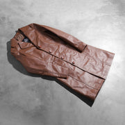 
Open Hem & Hem Craftsmanship Construction Detail on Alice Bruin Double Breasted Leren Jas voor Dames