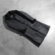 Open Hem &amp; Hem Craftsmanship Construction Detail on Women's Alina Shearling Zwart Leren Jas voor Dames