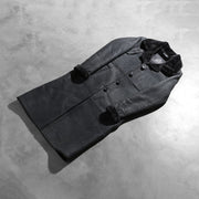 Styled Fit Perspective of Women's Alina Shearling Zwart Leren Jas voor Dames on Model - Natural Daylight Drape