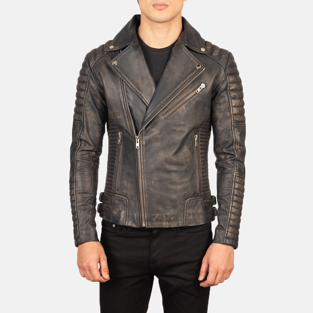 Armand Groen Leren Bikerjack voor Heren – alternate product view 3