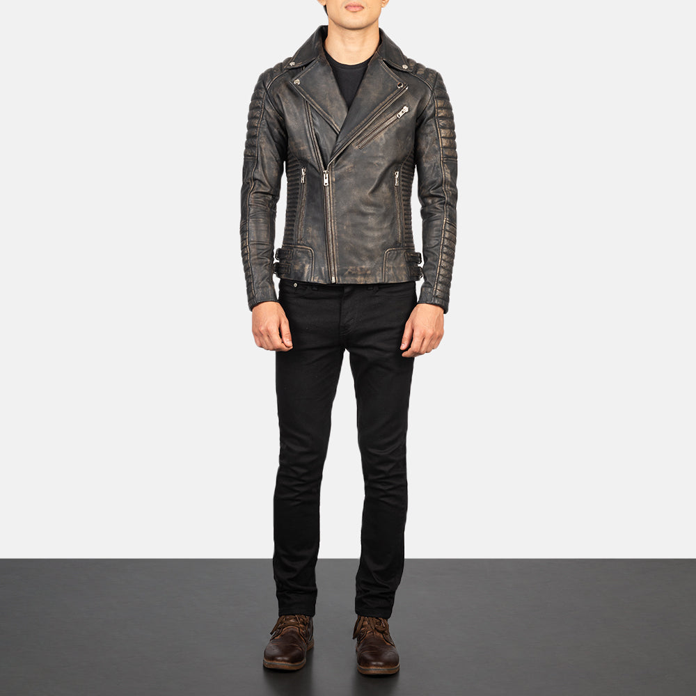 Armand Groen Leren Bikerjack voor Heren – alternate product view 4