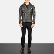 Armand Groen Leren Bikerjack voor Heren – alternate product view 4