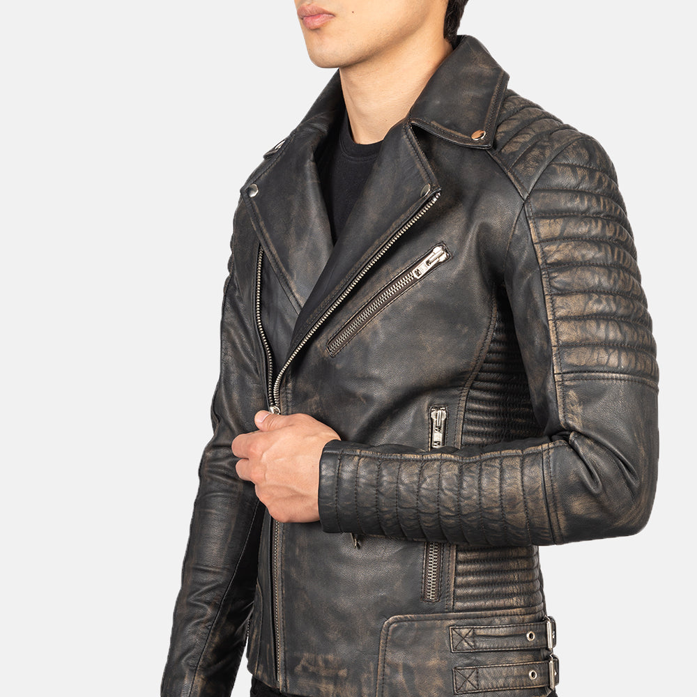 Armand Groen Leren Bikerjack voor Heren – alternate product view 5