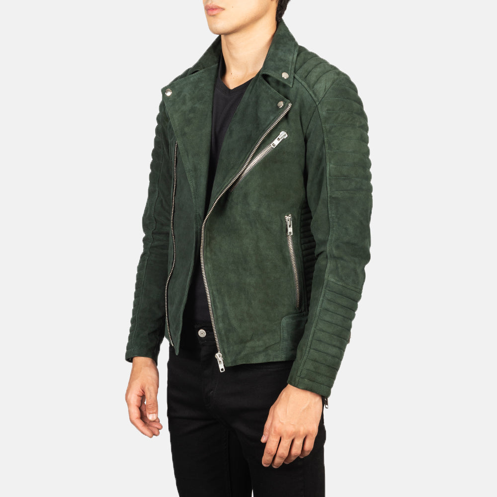 Armand Groen Leren Bikerjack voor Heren – alternate product view 2