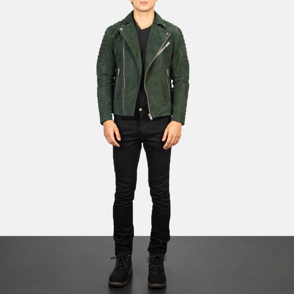 Armand Groen Leren Bikerjack voor Heren – alternate product view 3