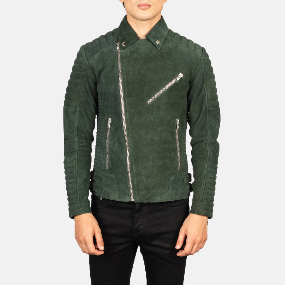 Armand Groen Leren Bikerjack voor Heren – alternate product view 4