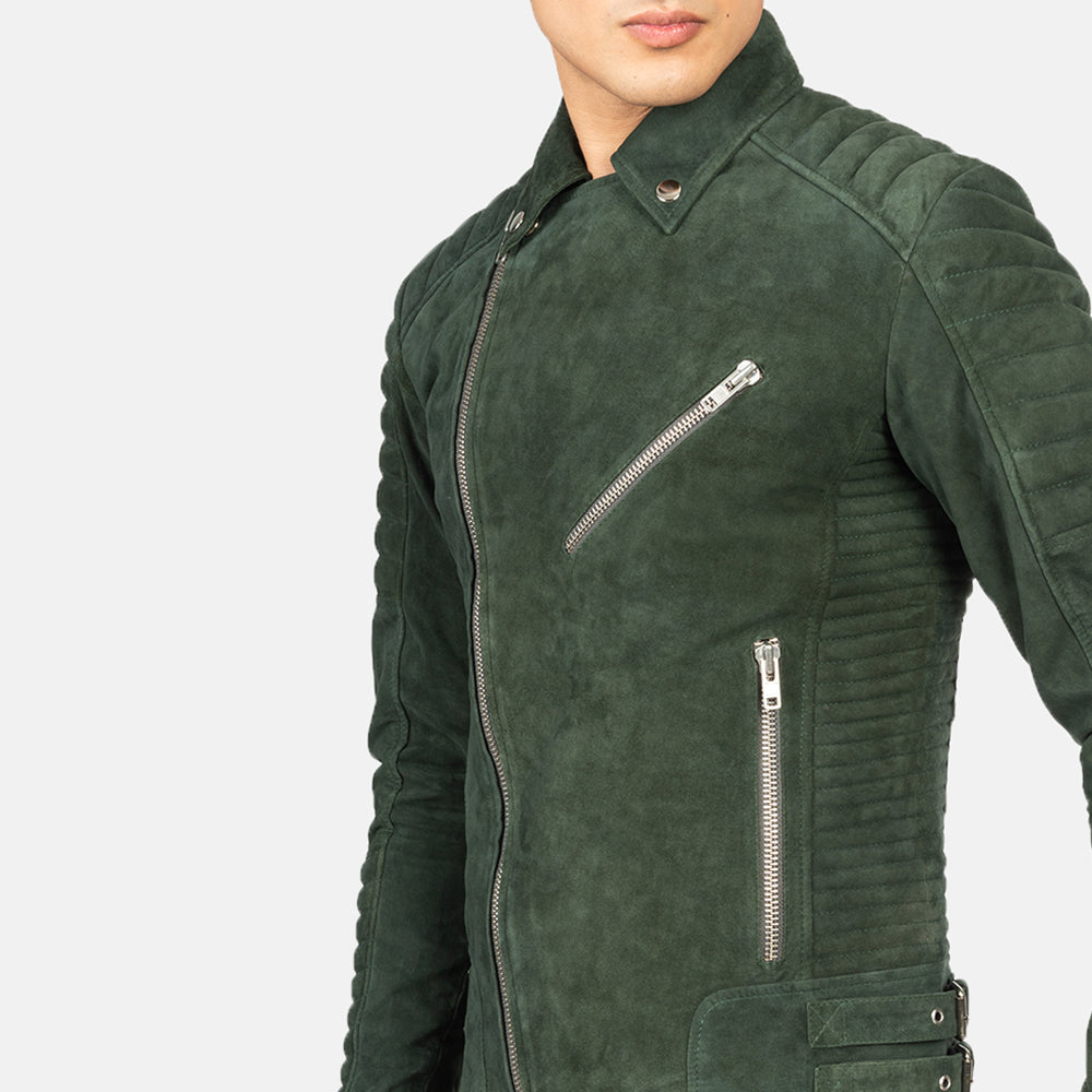 Armand Groen Leren Bikerjack voor Heren – alternate product view 6