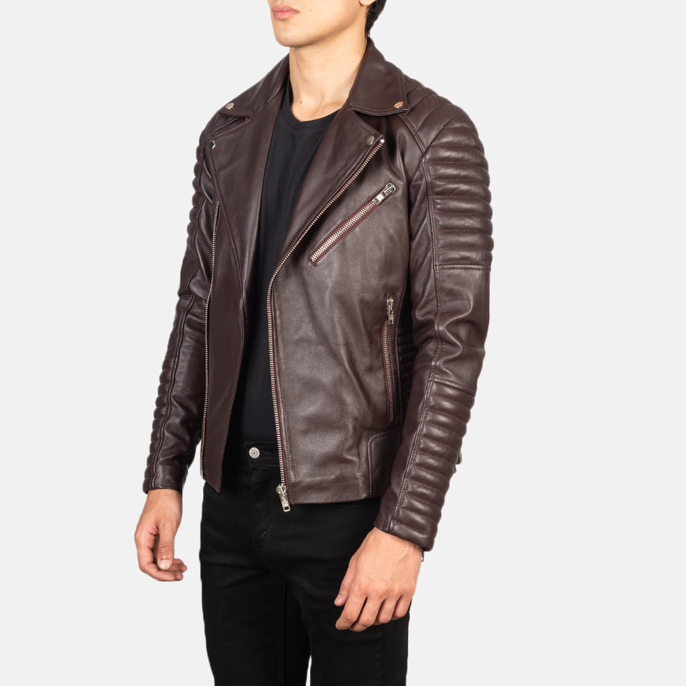 Armand Groen Leren Bikerjack voor Heren – alternate product view 2