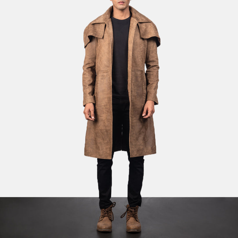 Army Bruin Leather Duster voor Heren