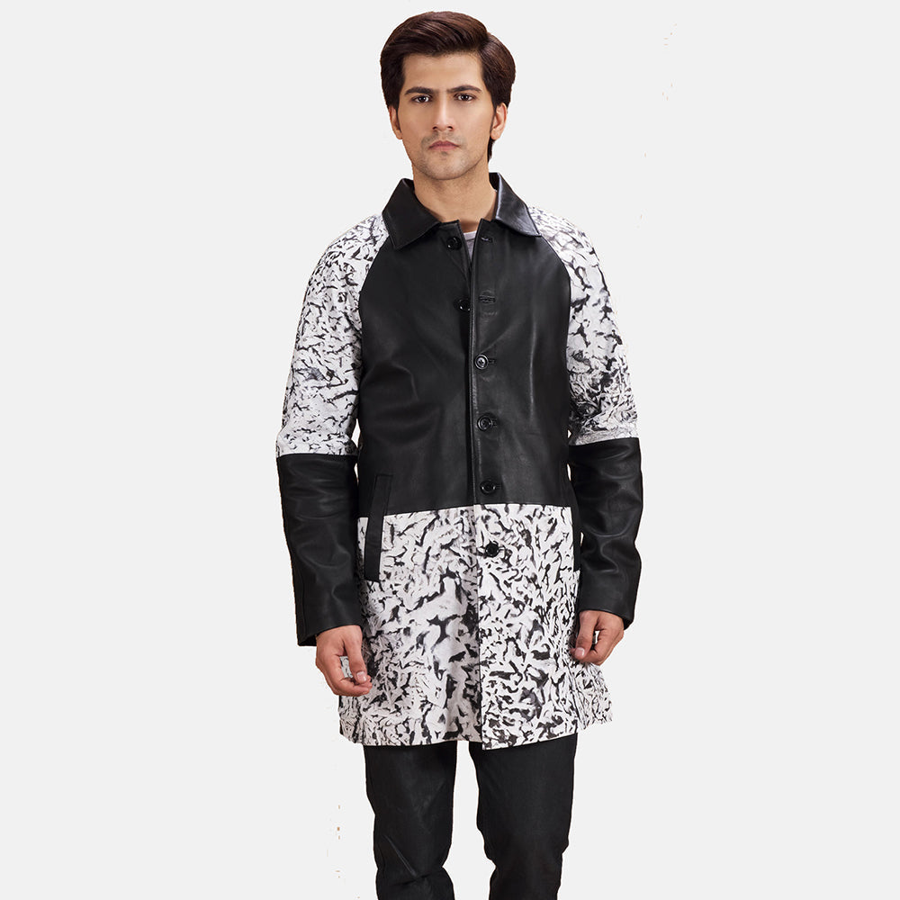 
Artistry Zwart Dye Leren Jas voor Heren in Black & White Sheepskin Dip &Amp; Dye - Vooraanzicht & getailleerd silhouet | Online kopen