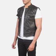 
Brown Sheepskin Leather Biker Jacket - Achteraanzicht met getailleerde schouders & strakke zoom