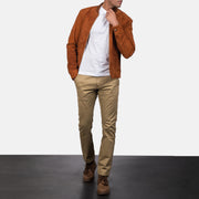 Blain Bruin Leren Bomberjack voor Heren – alternate product view 4