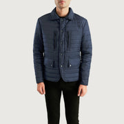 Men's Bo Quilt Windbreaker Leren Jas voor Heren - Lateral Side Profile View Showing Sleeve Cut &amp; Athletic Taper Fit