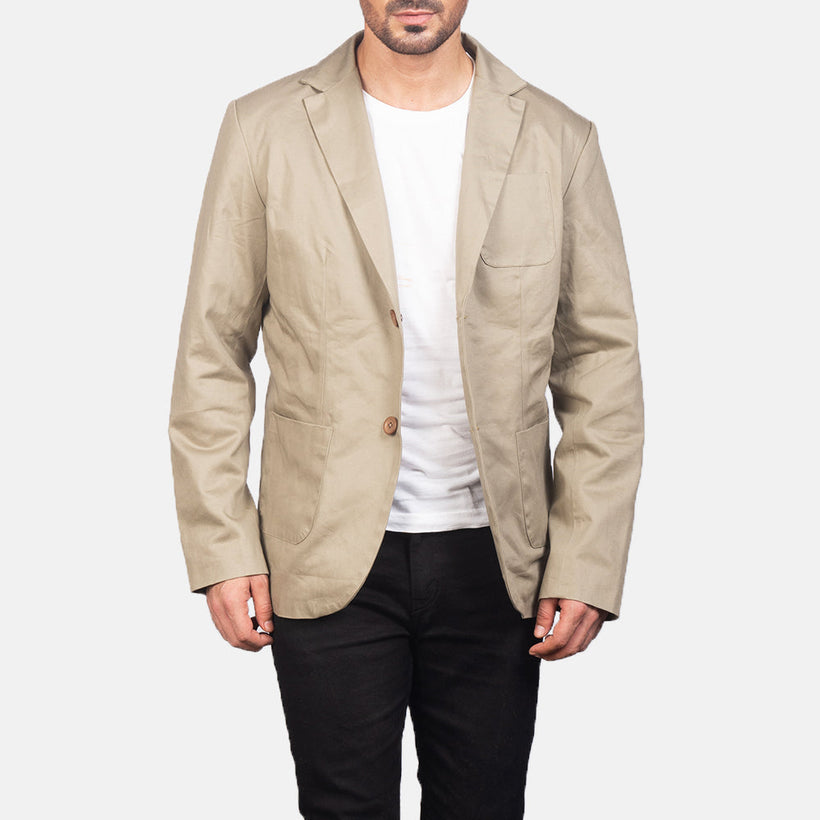 Borges Beige Leren Blazer voor Heren
