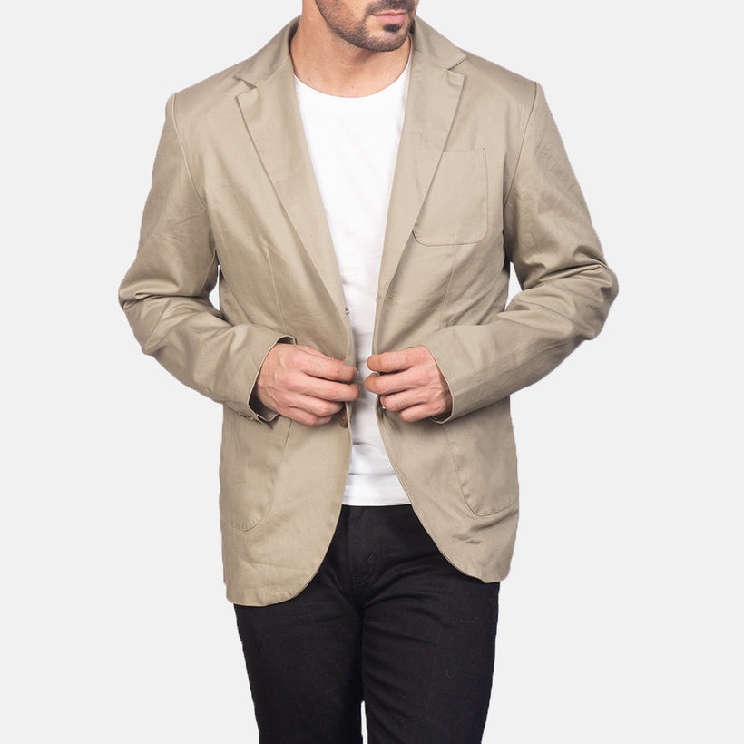 Borges Beige Leren Blazer voor Heren