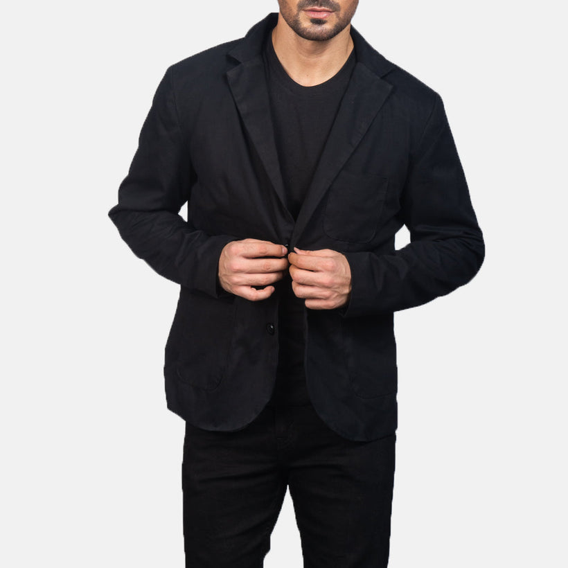 Borges Zwart Leren Blazer voor Heren