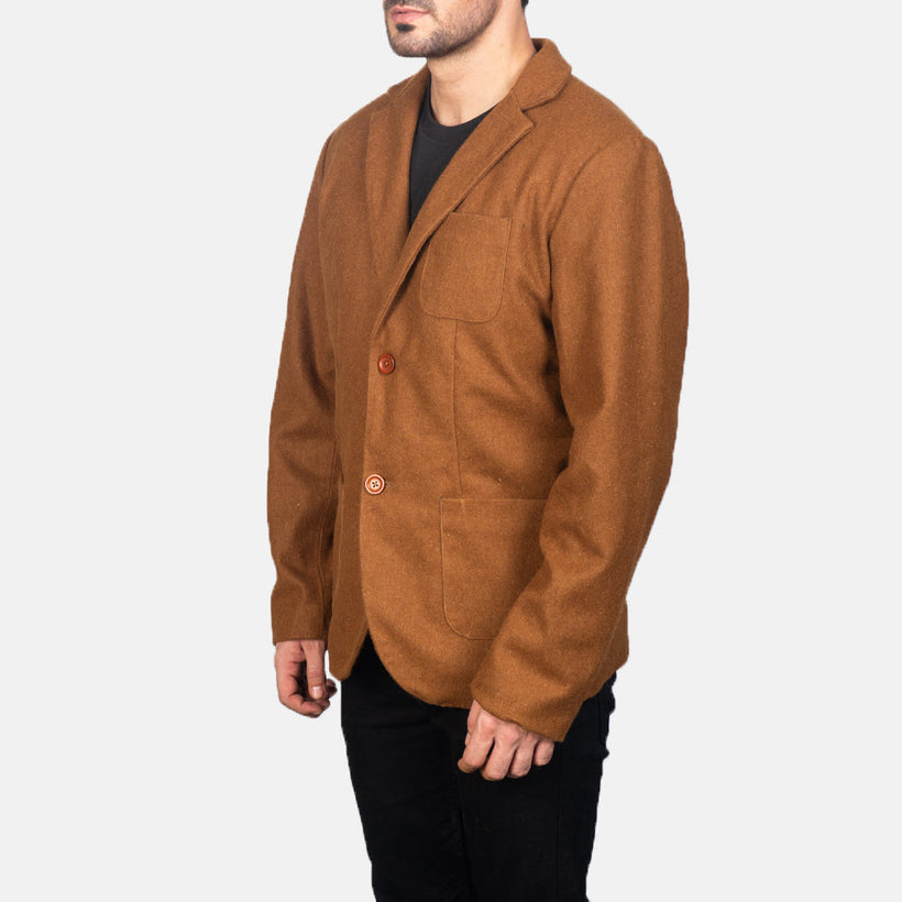 Borges Khaki Wool Leren Blazer voor Heren