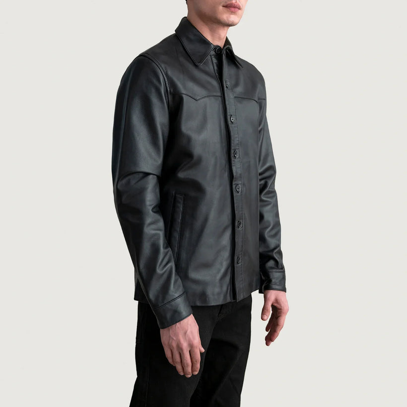 Bronco Zwart Leather Shirt voor Heren