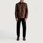 
Detailopname of Shirt & Buttons Hardware on Bronco Distressed Bruin Leather Shirt voor Heren