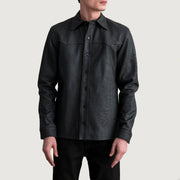 
Bronco Tumbled Zwart Leather Shirt voor Heren - Zijaanzicht met ergonomische mouwsnede