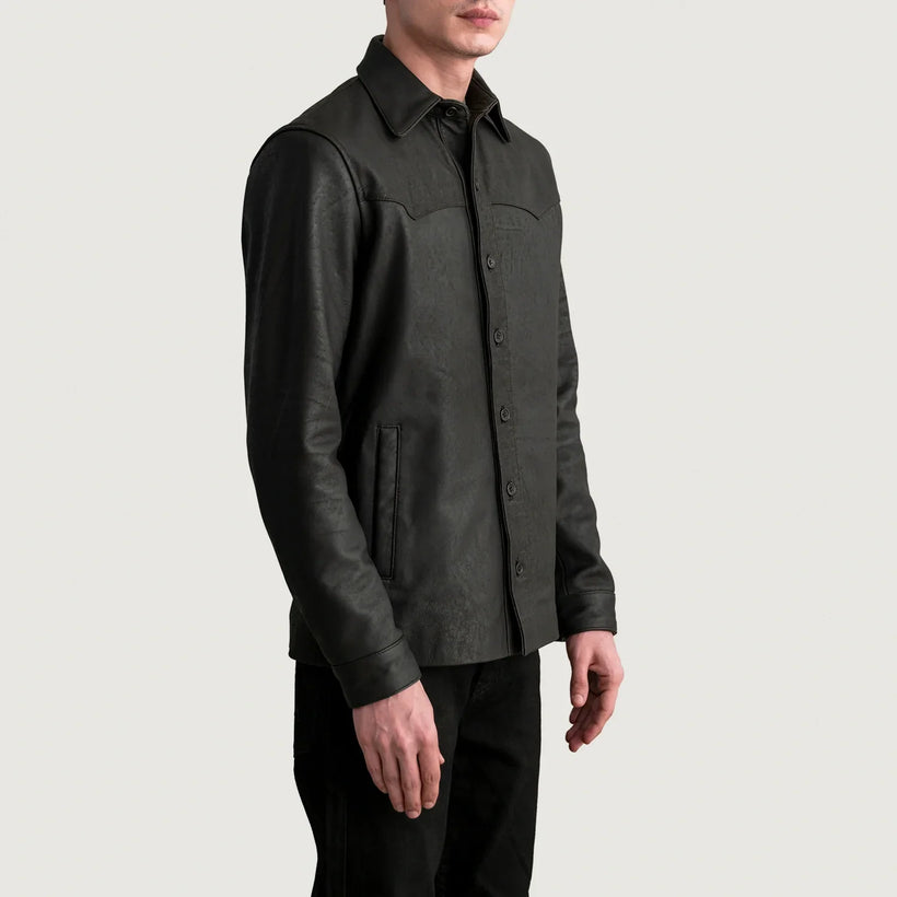 Bronco Tumbled Bruin Leather Shirt voor Heren