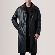 
Cai Zwart Leather Shearling Leren Jas voor Heren For Men in Black Sheepskin Leather - Vooraanzicht & getailleerd silhouet | Online kopen