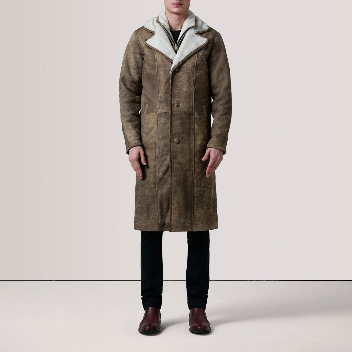 Erica Shearling Leren Jas voor Dames - Achteraanzicht met getailleerde schouders & strakke zoom
