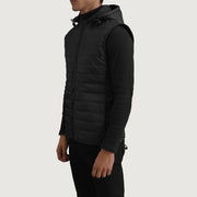 
Black Full-Grain leather Vest - Achteraanzicht met getailleerde schouders & strakke zoom